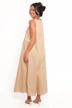 Women’s Sleeveless Contrast Trim Maxi Dress