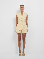 Women’s Sleeveless V-Neck Button-Front Vest Top