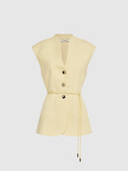 Women’s Sleeveless V-Neck Button-Front Vest Top