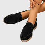 Women’s Rounded Toe Slip-On Loafers with Saddle Strap