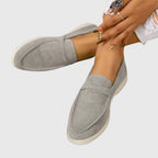 Women’s Rounded Toe Slip-On Loafers with Saddle Strap