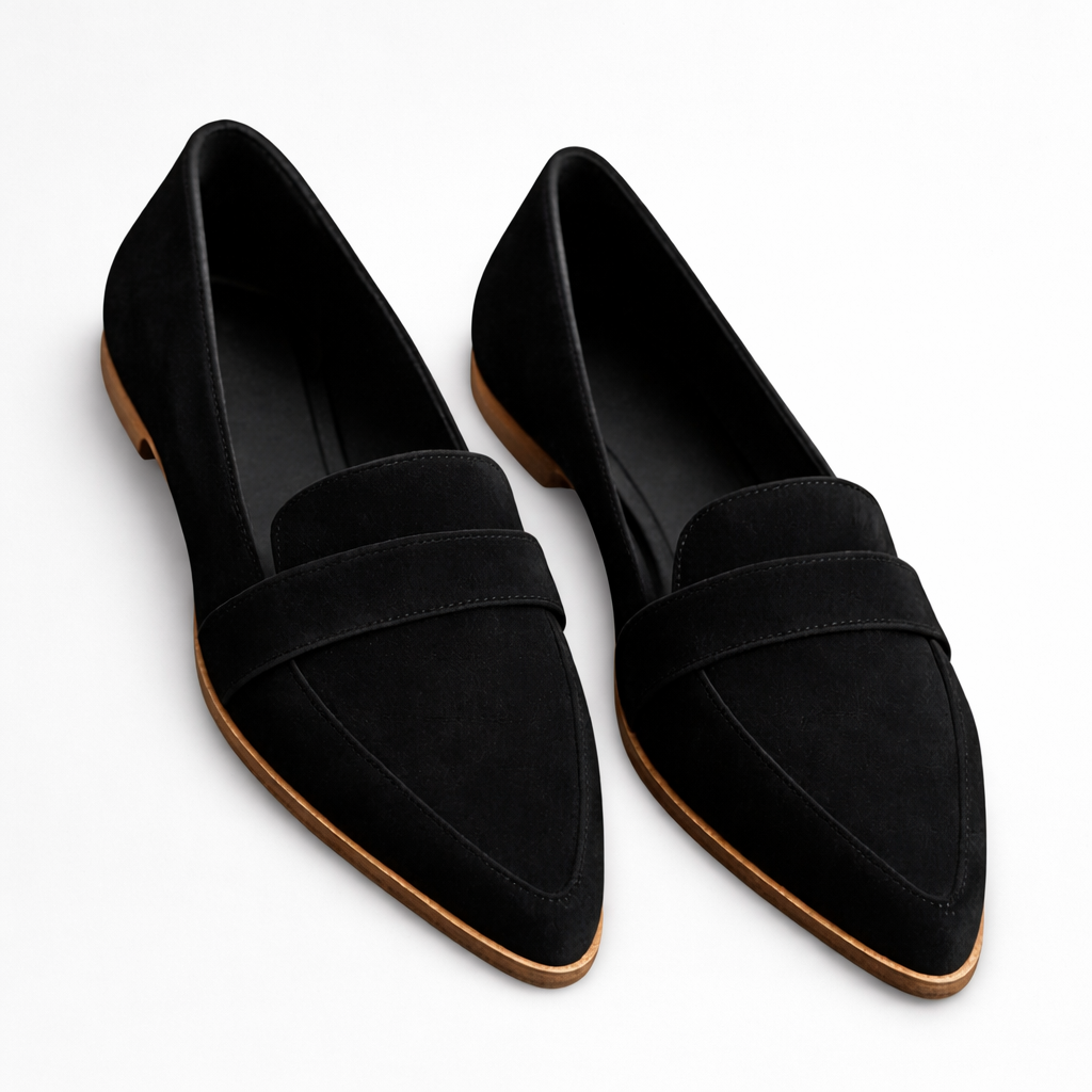 Women’s Pointed Toe Slip-On Loafers with Vamp Strap Panel