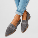 Women’s Pointed Toe Slip-On Loafers with Vamp Strap Panel