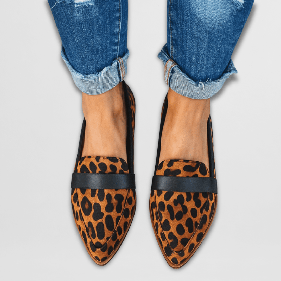 Women’s Pointed Toe Slip-On Loafers with Vamp Strap Panel