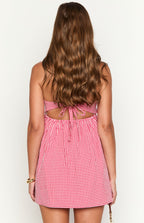 Women’s Smocked Gingham Strapless Mini Dress