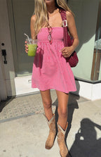 Women’s Smocked Gingham Strapless Mini Dress