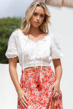 Women’s Smocked Tie-Front Crop Blouse