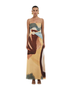 Women’s Straight Neck Maxi Dress with Adjustable Straps and Ruched Bodice