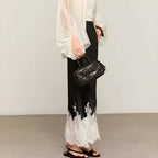 Women’s Straight Silhouette Lace Hem Midi Skirt