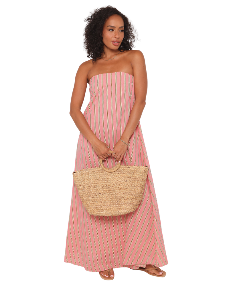 Women’s Strapless Stripe Maxi Dress