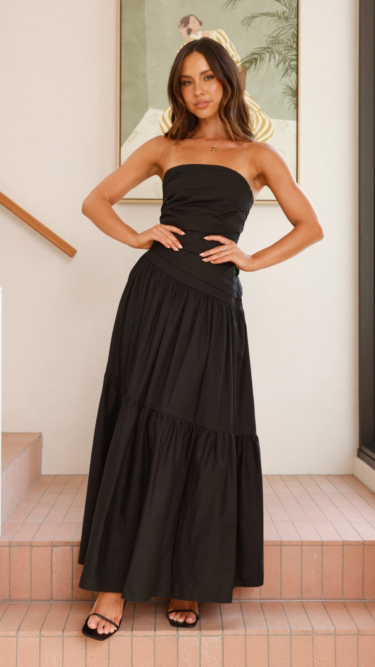 Women’s Strapless Tiered Maxi Dress