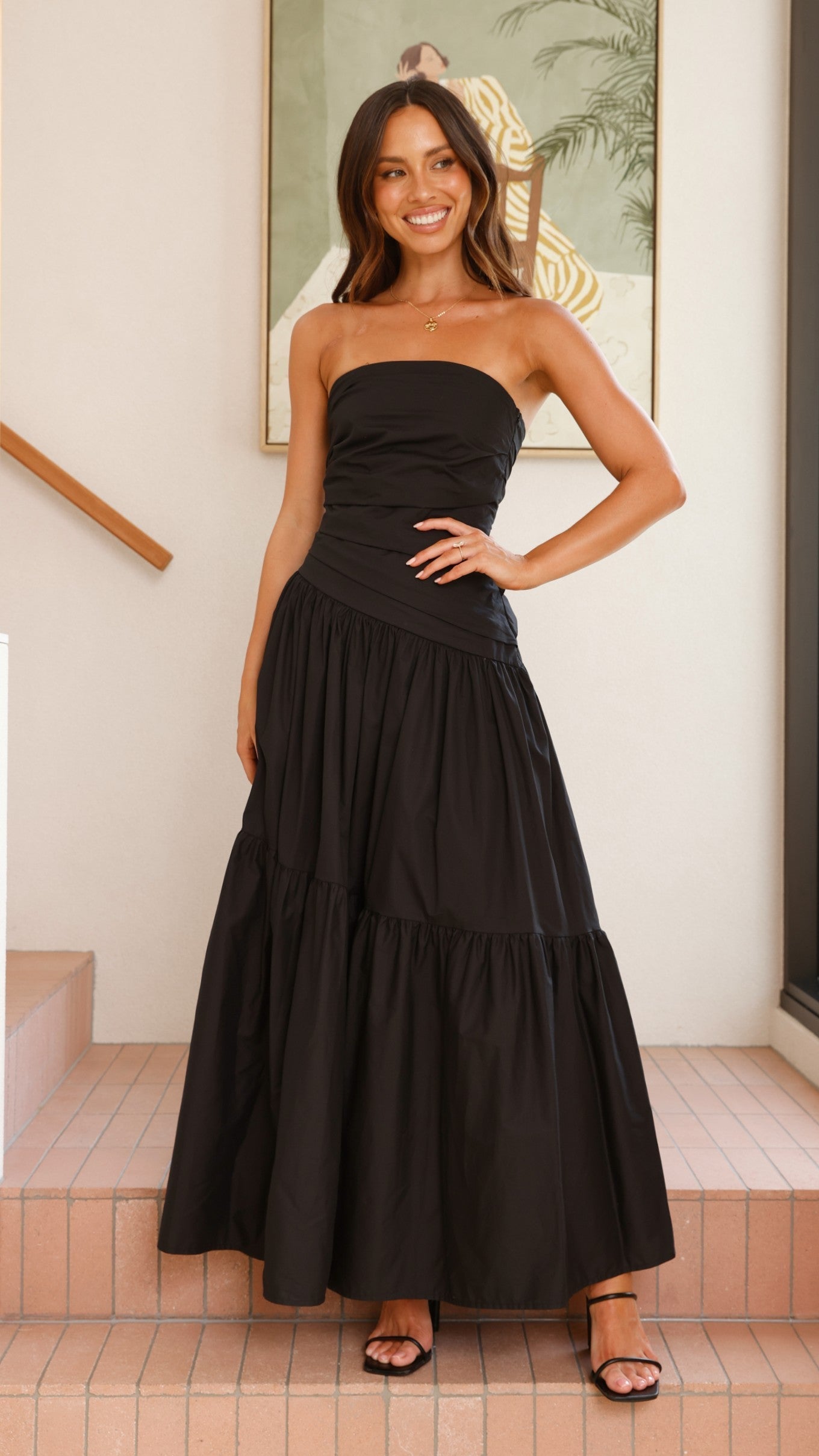 Women’s Strapless Tiered Maxi Dress