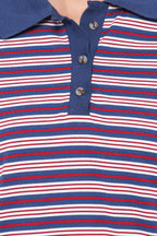 Women’s Striped Long Sleeve Polo Top