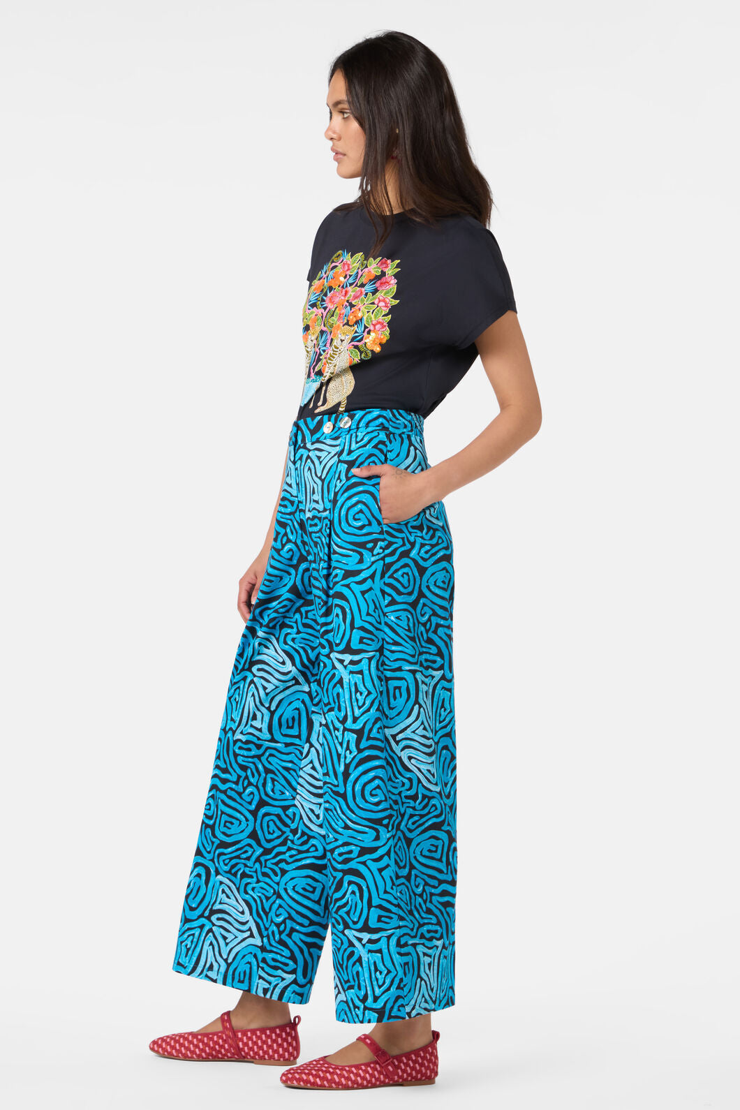 Women’s Swirl Print Wide-Leg Pants