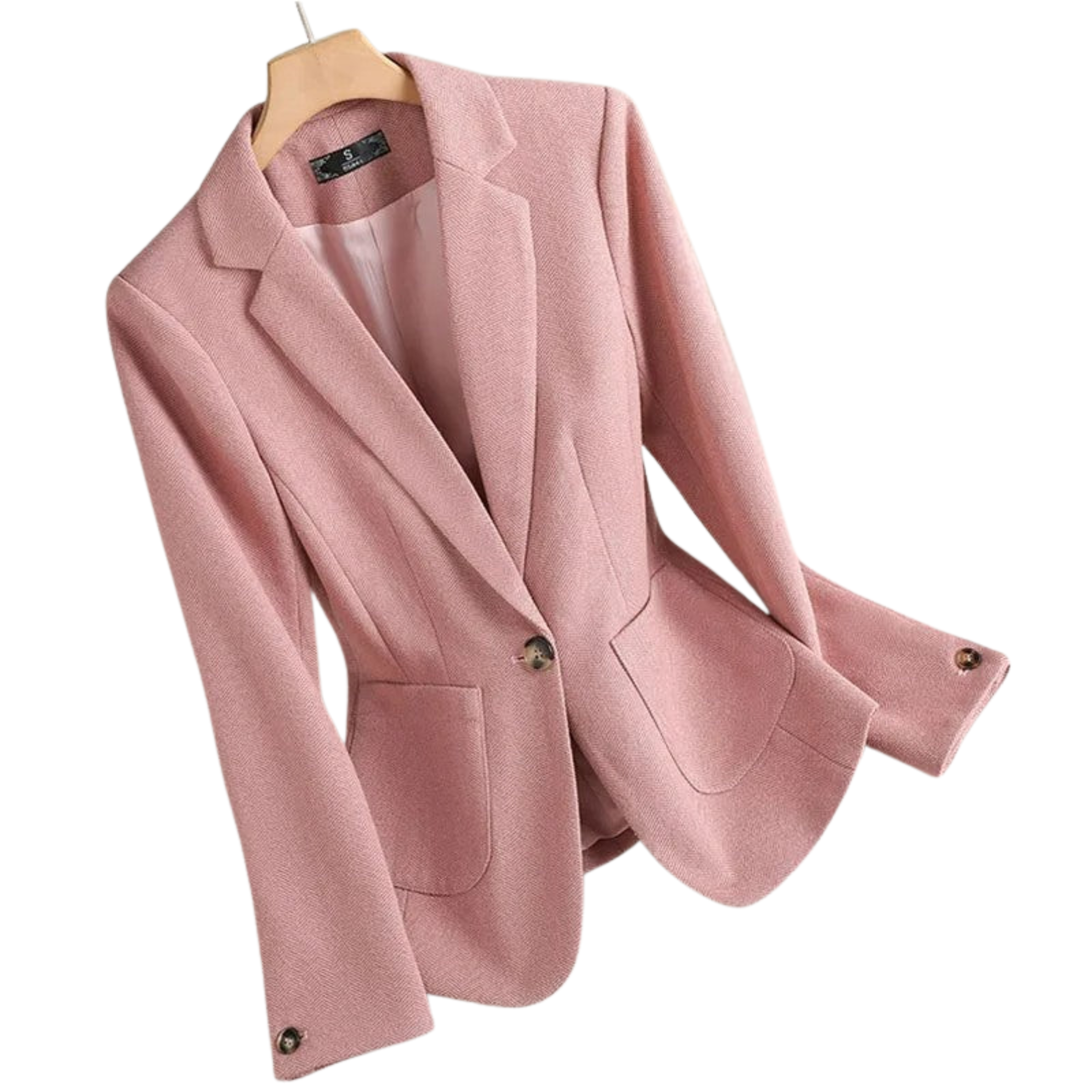 Women’s Tailored Single-Button Blazer with Notch Lapel and Patch Pockets