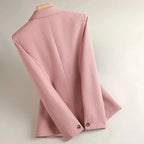 Women’s Tailored Single-Button Blazer with Notch Lapel and Patch Pockets