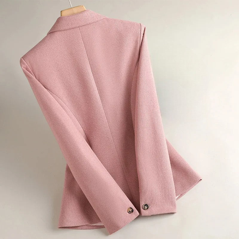 Women’s Tailored Single-Button Blazer with Notch Lapel and Patch Pockets