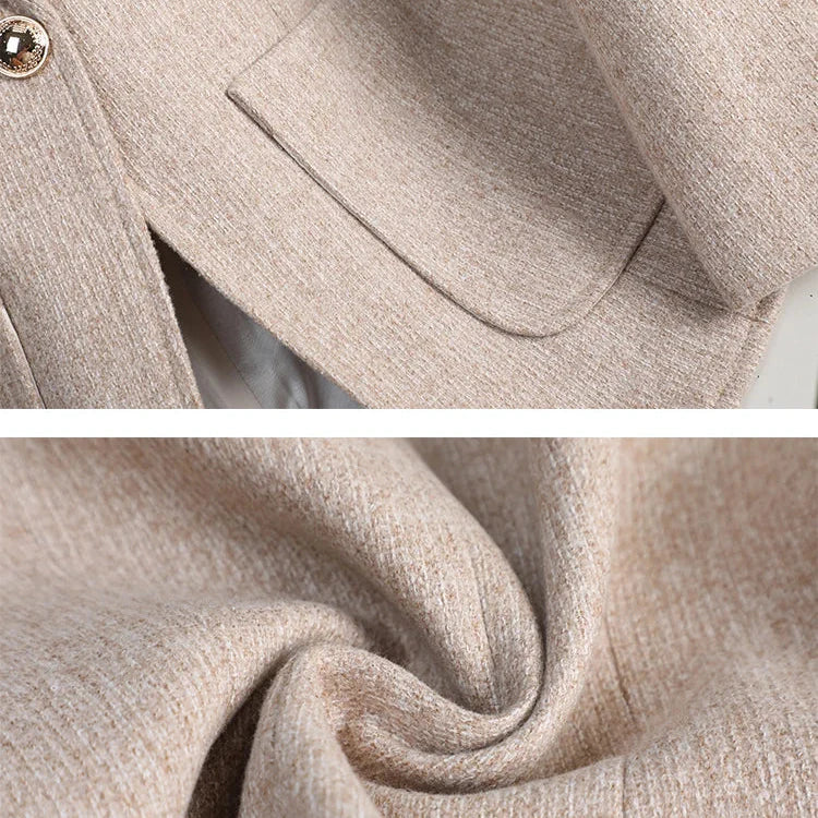 Women’s Textured Single-Button Blazer with Notch Lapel and Patch Pockets