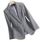 Women’s Textured Single-Button Blazer with Notch Lapel and Patch Pockets
