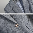 Women’s Textured Single-Button Blazer with Notch Lapel and Patch Pockets