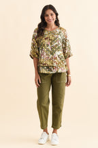 Women’s Tropical Print Layered Top