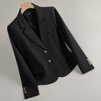 Women’s Two-Button Tailored Blazer with Notch Lapel and Flap Pockets