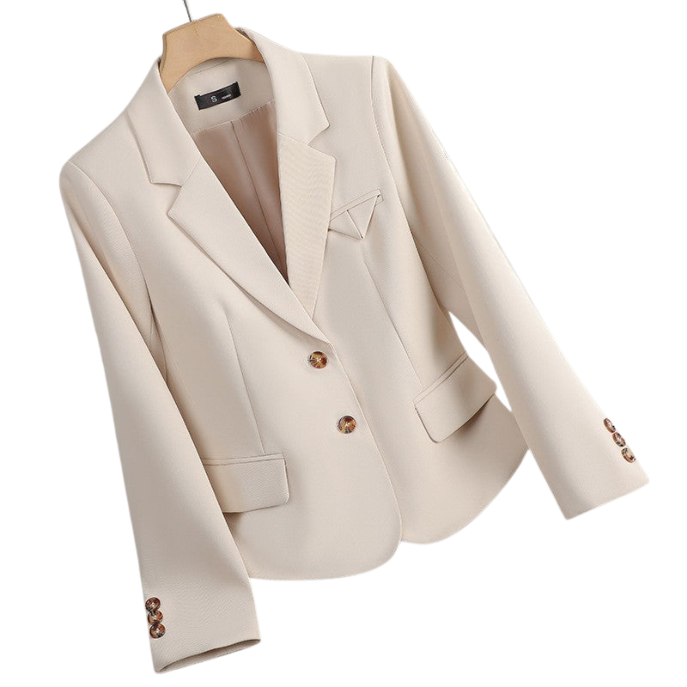 Women’s Two-Button Tailored Blazer with Notch Lapel and Flap Pockets