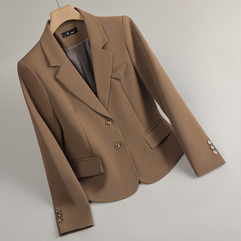 Women’s Two-Button Tailored Blazer with Notch Lapel and Flap Pockets