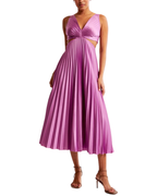 Women’s V-Neck Cut-Out Waist Sleeveless Pleated Maxi Dress