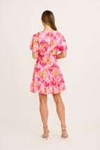 Women's Tiered Floral Mini Dress with Flutter Sleeves