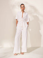 Women’s Wide-Leg Drawstring Waist Pants with Elastic Waistband