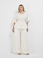 Women’s Wide-Leg Drawstring Waist Pants with Elastic Waistband