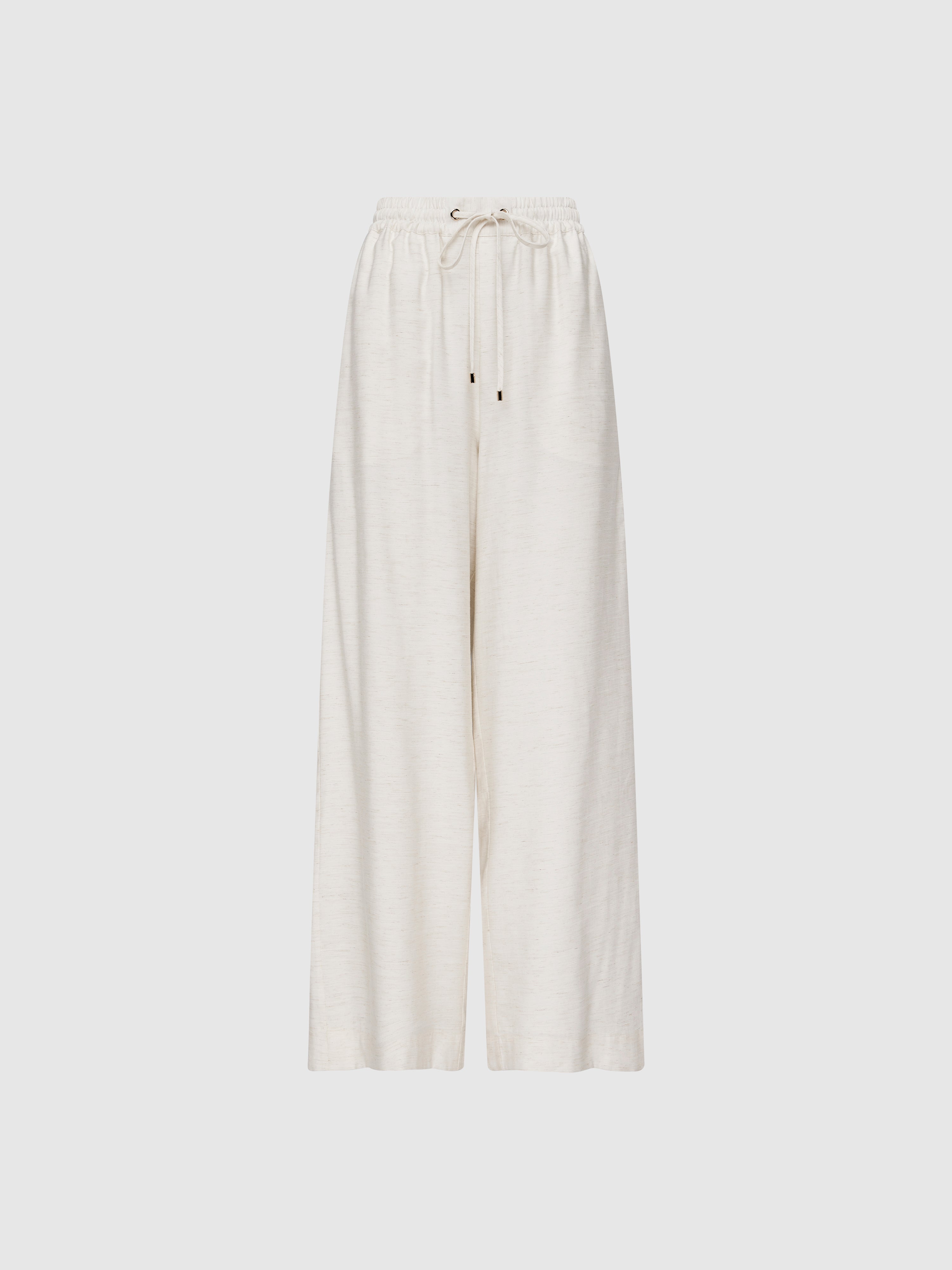 Women’s Wide-Leg Drawstring Waist Pants with Elastic Waistband