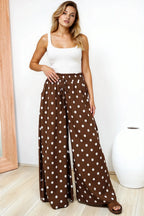 Women’s Wide Leg Pants Elasticated Waist Polka Dot Print Pants