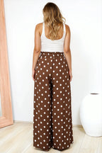 Women’s Wide Leg Pants Elasticated Waist Polka Dot Print Pants