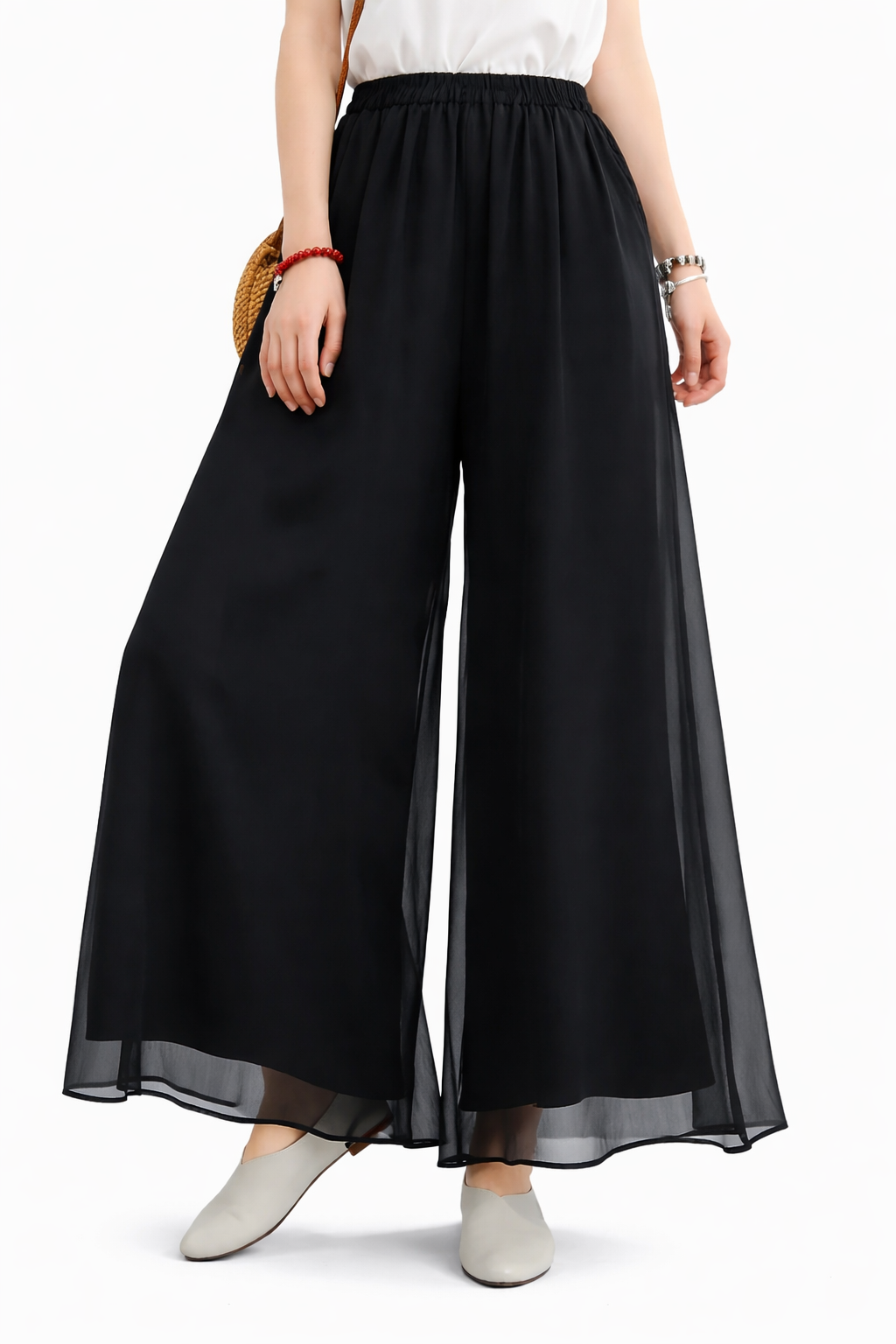 Women's Women's Wide-Leg Palazzo Pants with Elastic Waistband