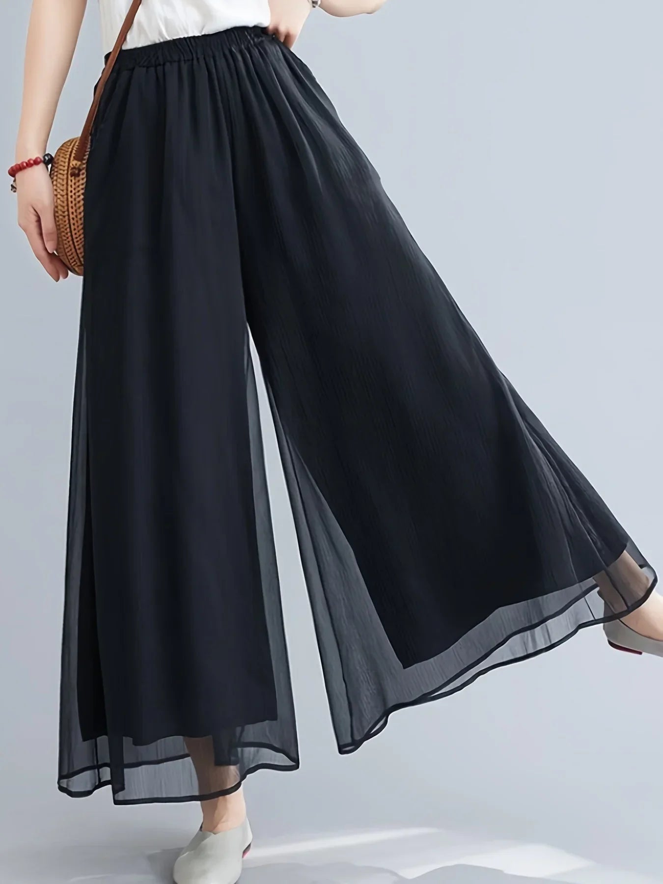 Women's Women's Wide-Leg Palazzo Pants with Elastic Waistband