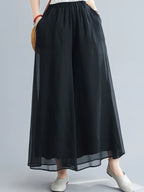 Women's Women's Wide-Leg Palazzo Pants with Elastic Waistband