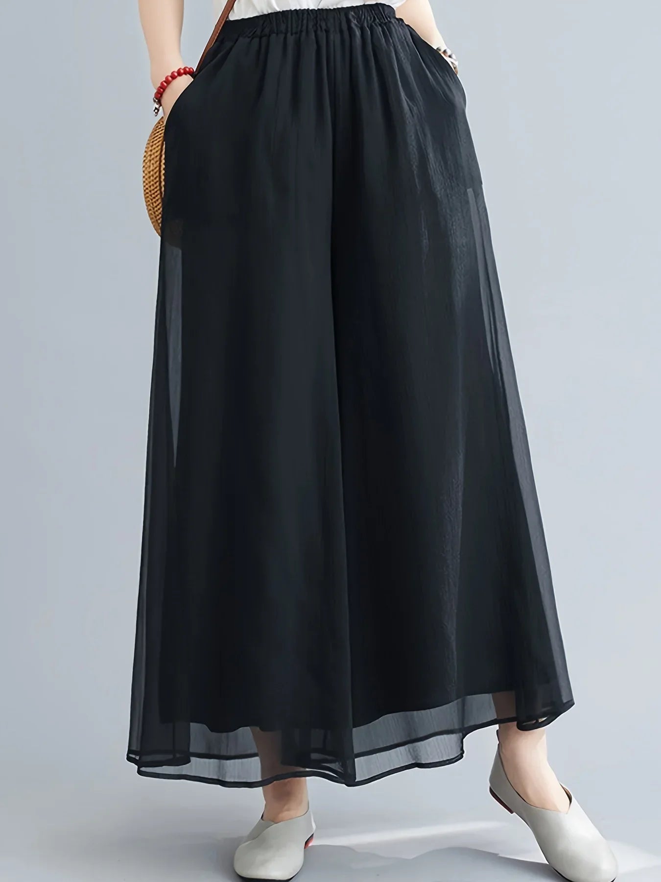 Women's Women's Wide-Leg Palazzo Pants with Elastic Waistband