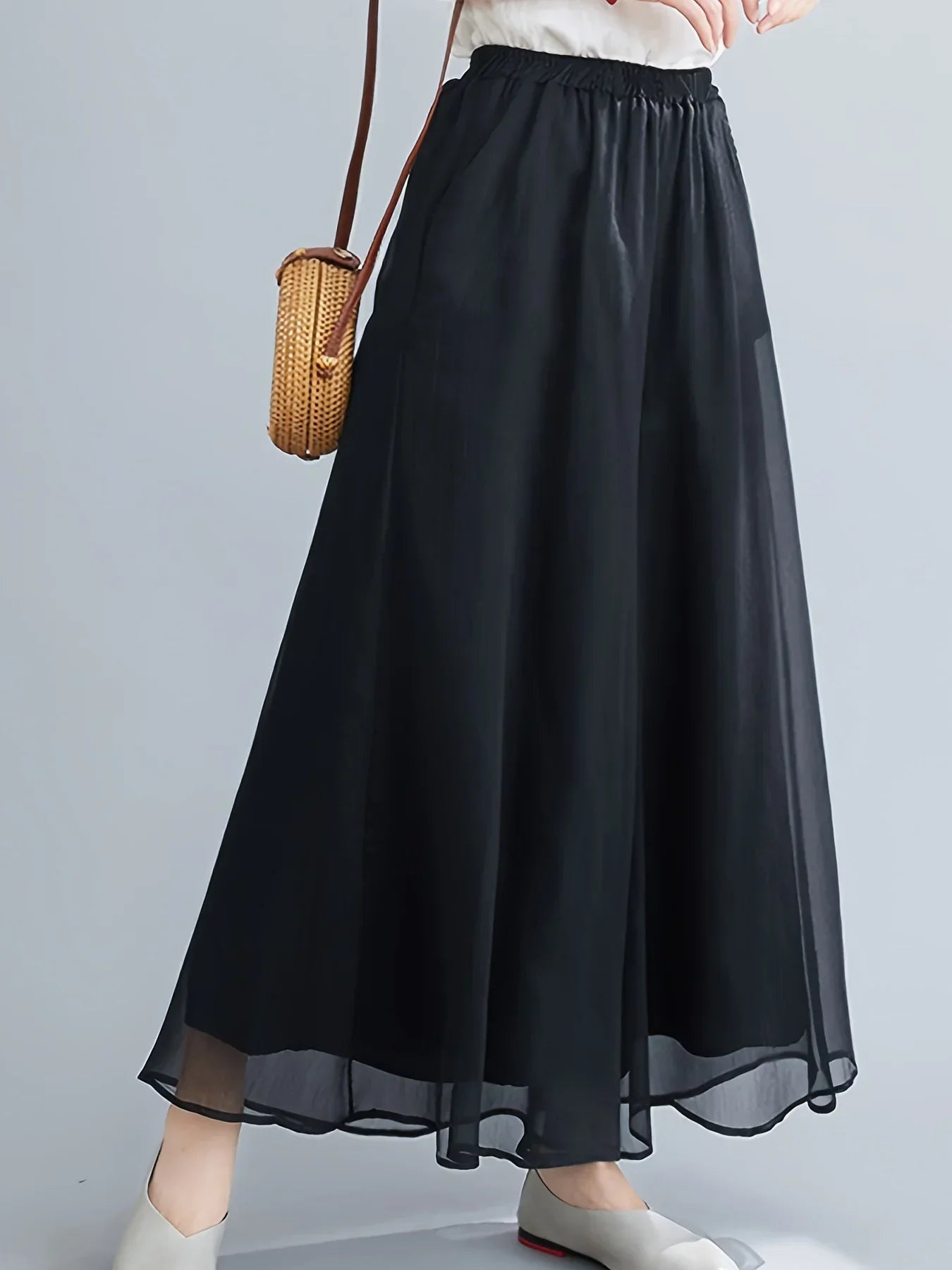 Women's Women's Wide-Leg Palazzo Pants with Elastic Waistband