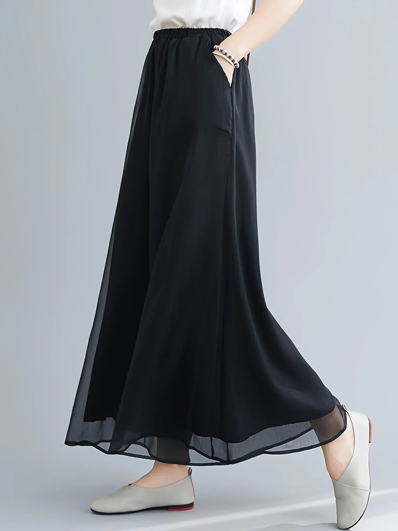 Women's Women's Wide-Leg Palazzo Pants with Elastic Waistband
