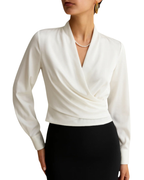 Women’s Wrap Front Long Sleeve Blouse
