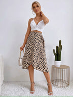 Women’s Wrap Tie Waist Split Front Midi Skirt