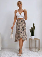 Women’s Wrap Tie Waist Split Front Midi Skirt