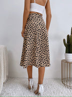 Women’s Wrap Tie Waist Split Front Midi Skirt
