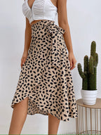 Women’s Wrap Tie Waist Split Front Midi Skirt